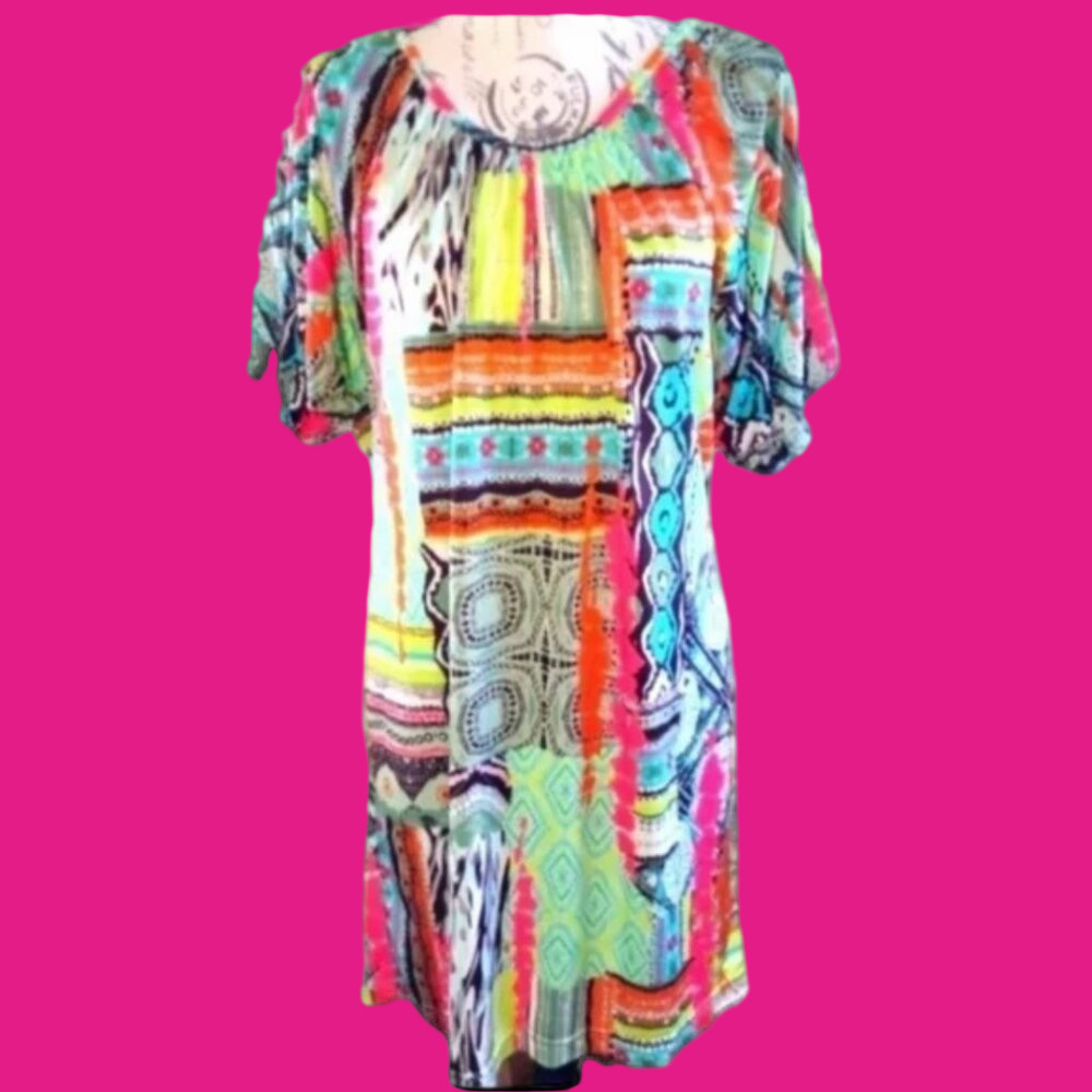 Uncle Frank Aztec Print Casual Tunic/Shift Dress